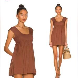 NWT Anna Nata Hannah Dress sepia brown mini baby doll Revolve L